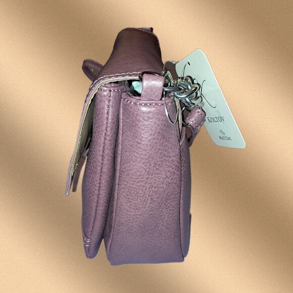 Koltov Gigi Crossbody Bag Purse with Chain Strap Detail Dark Rose or Mauve - Picture 5 of 12